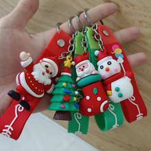 跨境圣诞节钥匙扣可爱卡通老人挂件硅胶立体公仔书包挂饰节日礼品