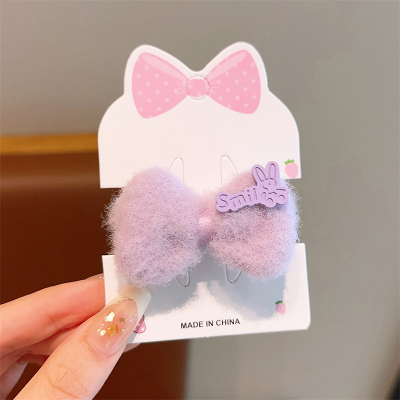 New Children's Cute Cute Plush Bowknot Hair Ring Little Girl Hair Elastic Band Baby Autumn and Winter Hair Accessories