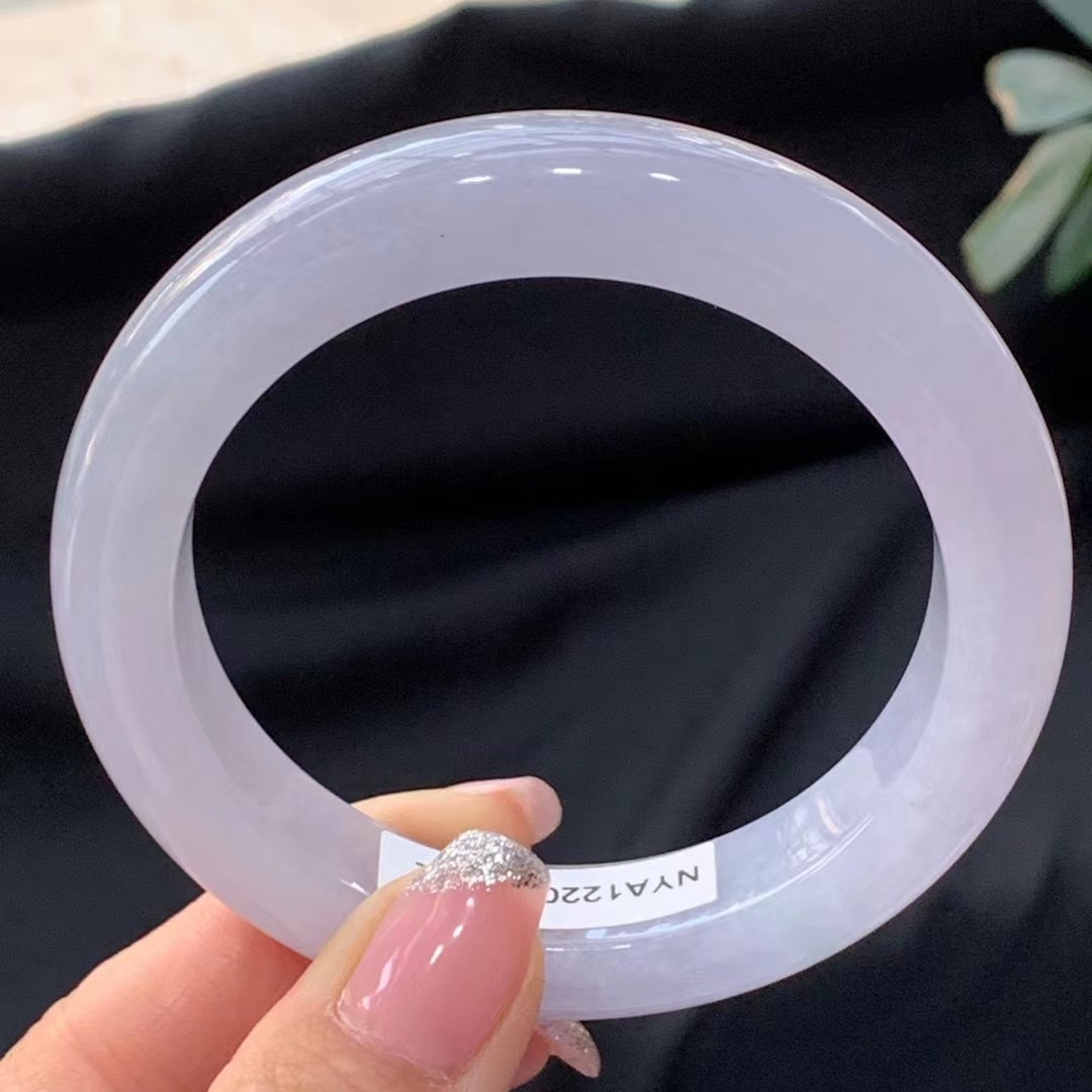 缅甸翡翠a货手镯冰糯种淡紫色翡翠手镯一手货源14000元 圈口61.