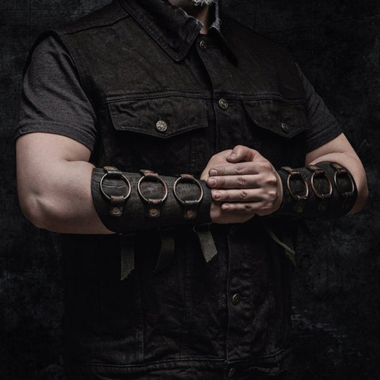 欧洲中世纪武士圆环pu皮护具护腕舞台剧表演cosplay摄影写真道具