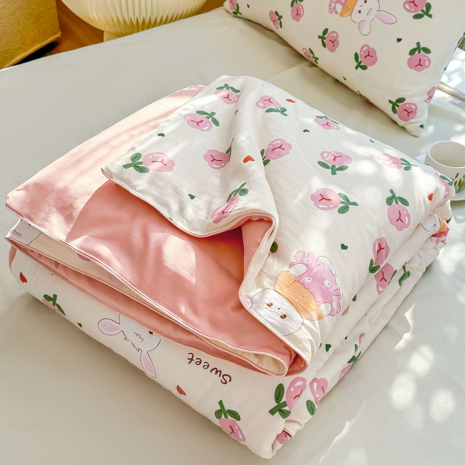 Class a Maternal and Child-Grade Summer Cool Quilt Double-Layer Yarn Summer Quilt Children's Air Conditioning Quilt Student Dormitory Single Double Summer Thin Quilt