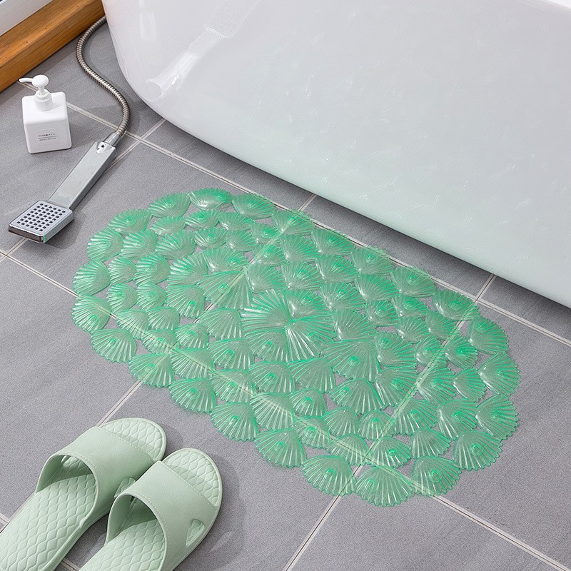 Wholesale PVC Bathroom Mat Oval Shell Bath Massage Foot Mat Bathtub Plastic Mat with Suction Cup Floor Mat