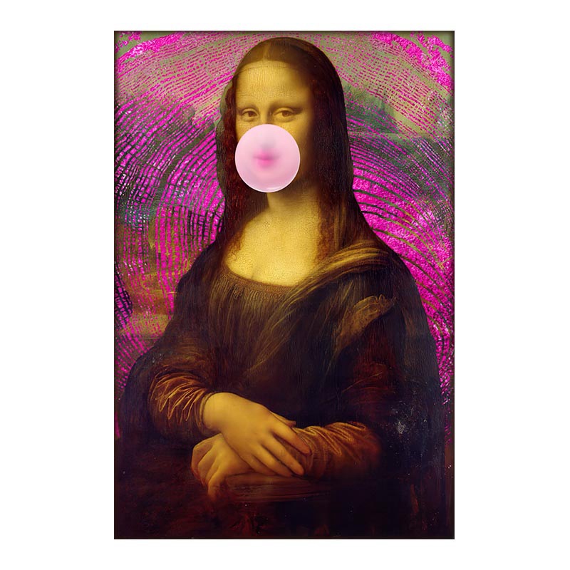 现代家居装饰搞怪蒙娜丽莎 客厅卧室走廊玄关海报挂画帆布画画芯