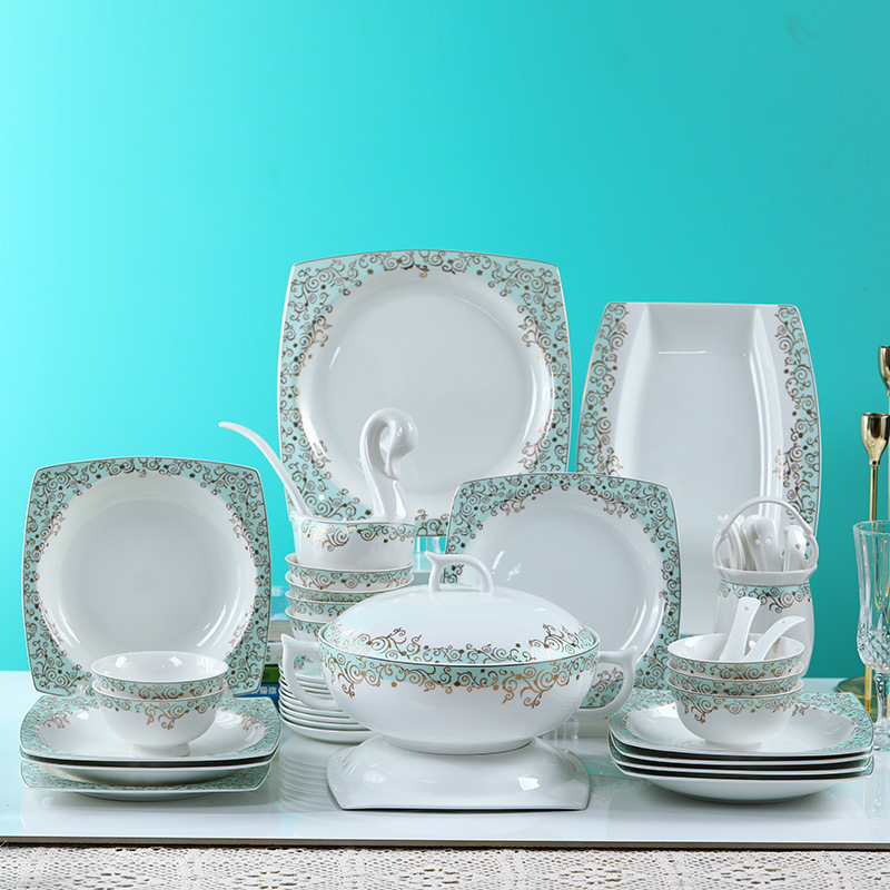 碗碟套装家用中式景德镇陶瓷餐具套装简约碗筷盘组合送礼工厂批发