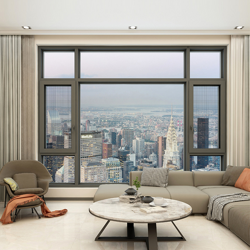 上官盾 断桥铝窗户100铝合金边框封阳台窗中空玻璃飘窗隔音隔热窗