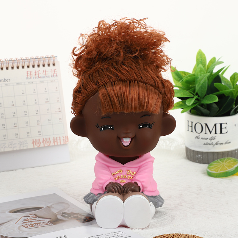 Beautiful Gift for Lovers Children's Room Decoration Cartoon Vinyl Black Doll Shaking Head Happy and Sad Doll Direct Supply