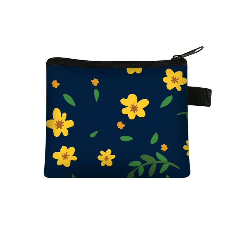 New Floral Coin Purse Women's Portable Card Holder Coin Key Storage Bag Coin Purse Card Holder Small Square Bag