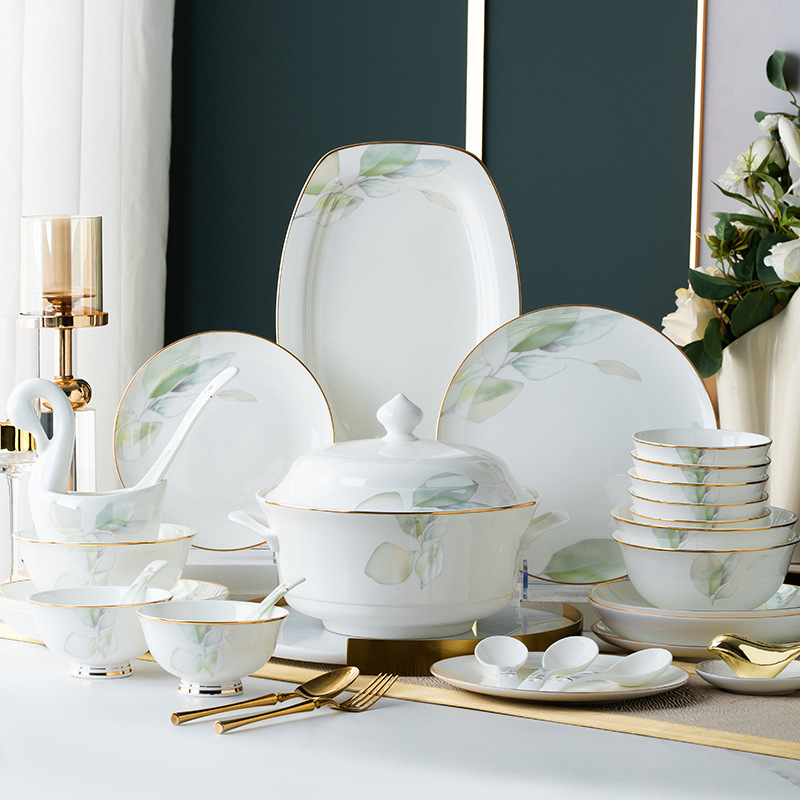 dishes suit household minimalist gift dishes tableware jingdezhen ceramic bone china tableware gift set full set