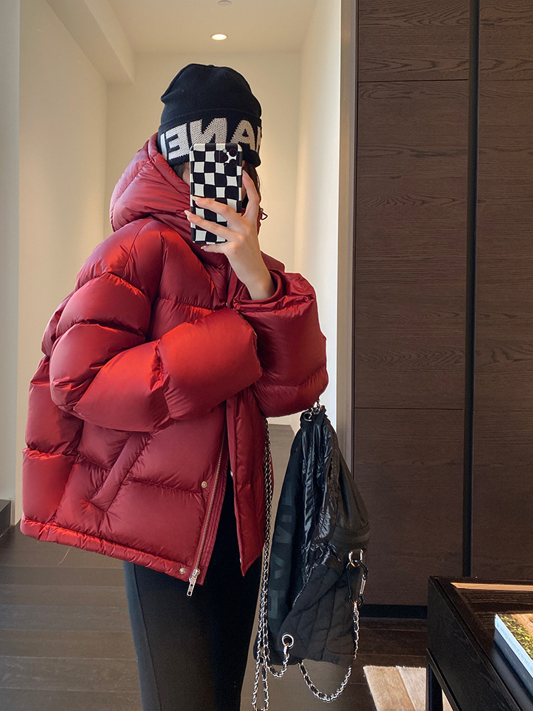 轻奢白鹅绒 蓬松保暖鹅绒服连帽外套短款羽绒服女秋冬款11106