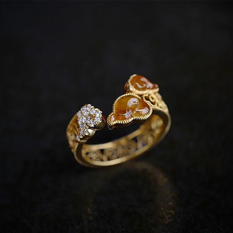 古法花丝祥云纹戒指女2024年宫廷风新中式指环清冷感古着开口戒