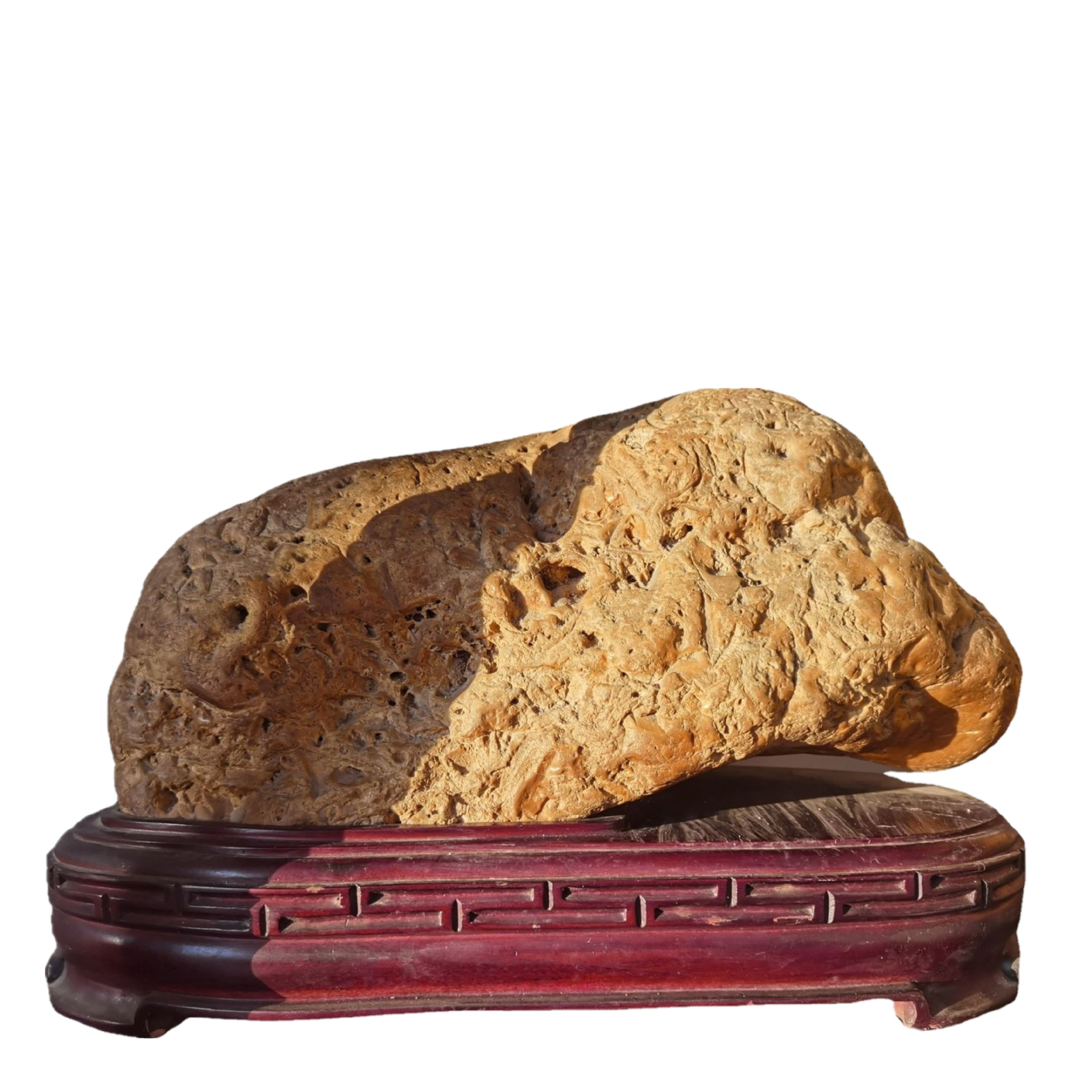 大堂展示厅摆设景观小景石-厂家供应带底座黄蜡石-小型观赏石批发