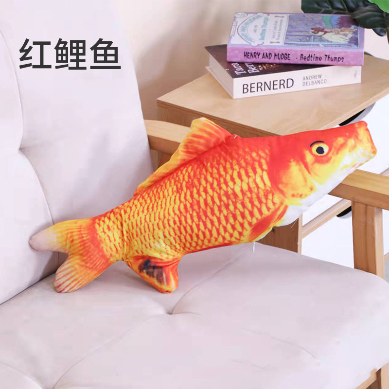 Factory Direct Sales Pet Cat Toy Plush Simulated Fish Funny Catnip Fishnet Red Fish in Stock and Ready to Ship Doll Pillow