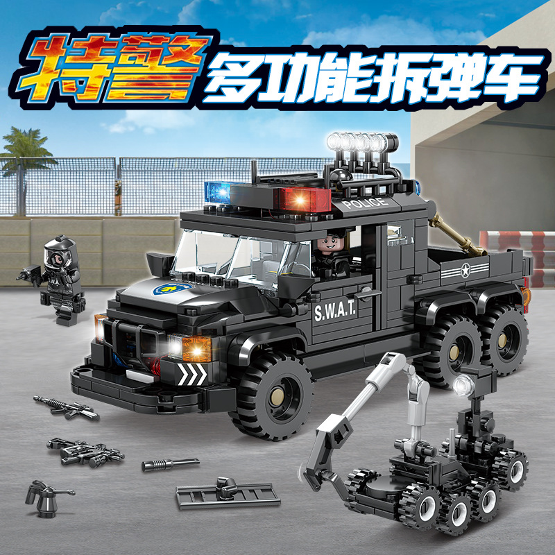开智67280-5城市守卫者警察系列黑鹰特警战车男孩拼装小颗粒积木