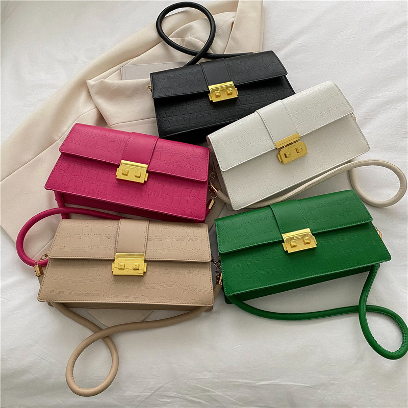 Solid Color Bag Cross-Border Women's Bag Autumn Fashion Small Pig Nose Square Lock Underarm Bag Popular One Shoulder Bag Wholesale