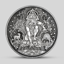共济会之眼流浪币 仿古银元硬币雕刻眼睛图案自由石匠纪念章
