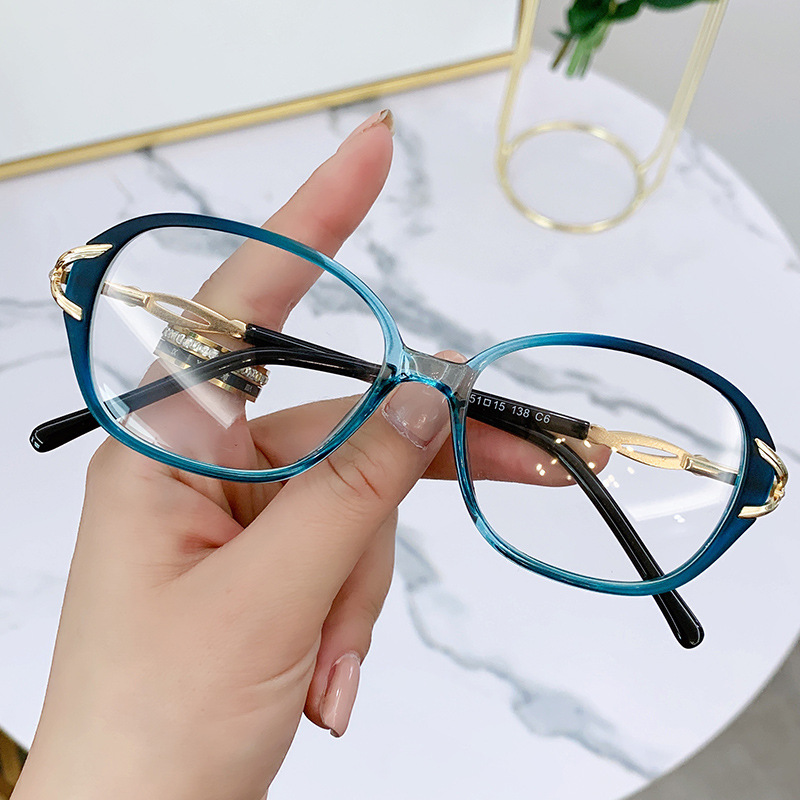 2022新款防蓝光眼镜女时尚潮款网红金属近视眼镜框男椭圆形平光镜