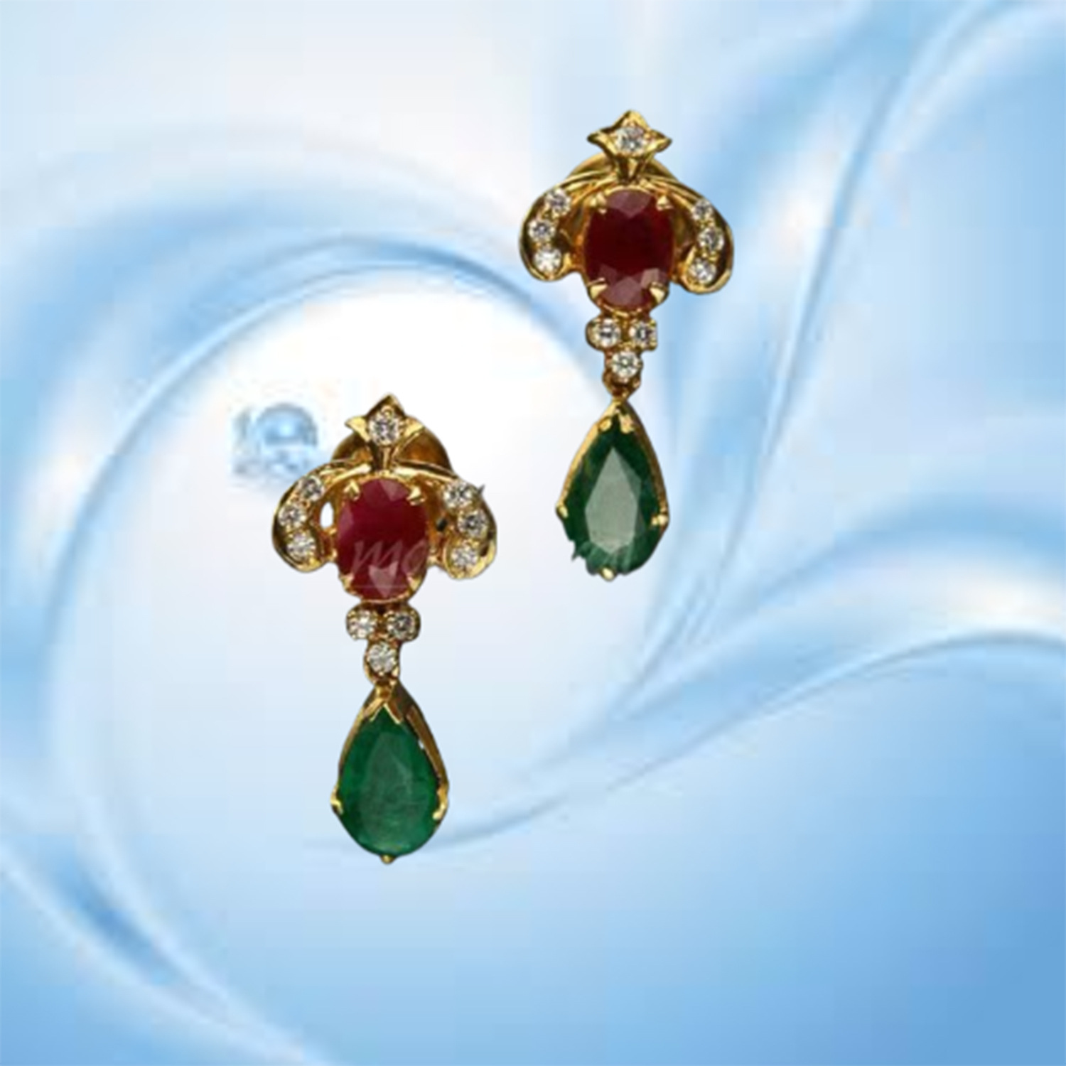 震霖 欧美跨境红绿锆石大胆配色颜色冲击复古耳坠-阿里巴巴