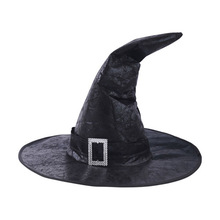 新款万圣节巫婆帽派对皮质巫婆帽 黑色棕色女巫帽化妆cos道具