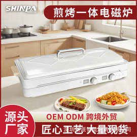 家用双灶多功能电磁炉煎煮一体烤涮料理烹饪锅