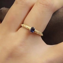 【斯里兰卡】仿皇家蓝钻石戒指女铜时尚百搭高档小众设计批发批量