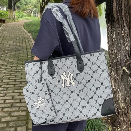 mlb托特包2023新款满印复古大容量购物袋女包ny包包通勤包手提包