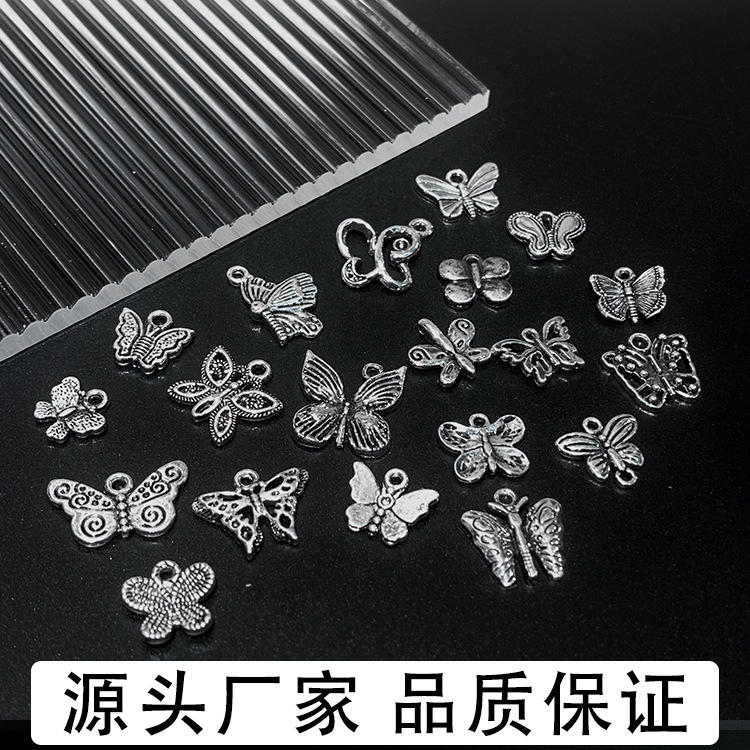 Alloy Pendant 20 Butterfly Tibetan Silver Pendant DIY Ornament Accessories Necklace Bracelet Foreign Trade Accessories Factory Wholesale