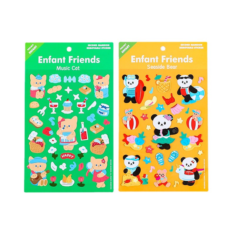 Sweet Cute Series Stickers Gu Ka Hand Account Diary Book Journal Sticker Material Pvc Waterproof Decorative Small Stickers
