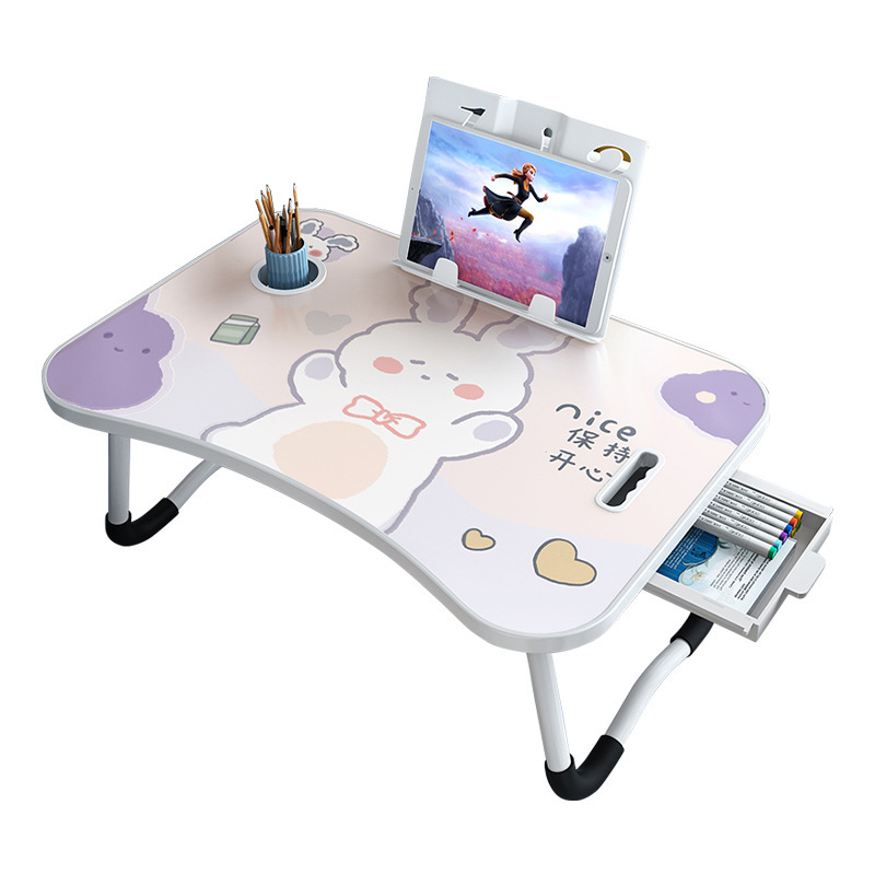 On Bed Small Table Cartoon Dorm Folding Study Table Household Bedroom Laptop Desk Stall Folding Table