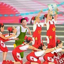 小荷风采儿童天天向上演出服女童背带裤舞蹈节目服装表演服幼儿园