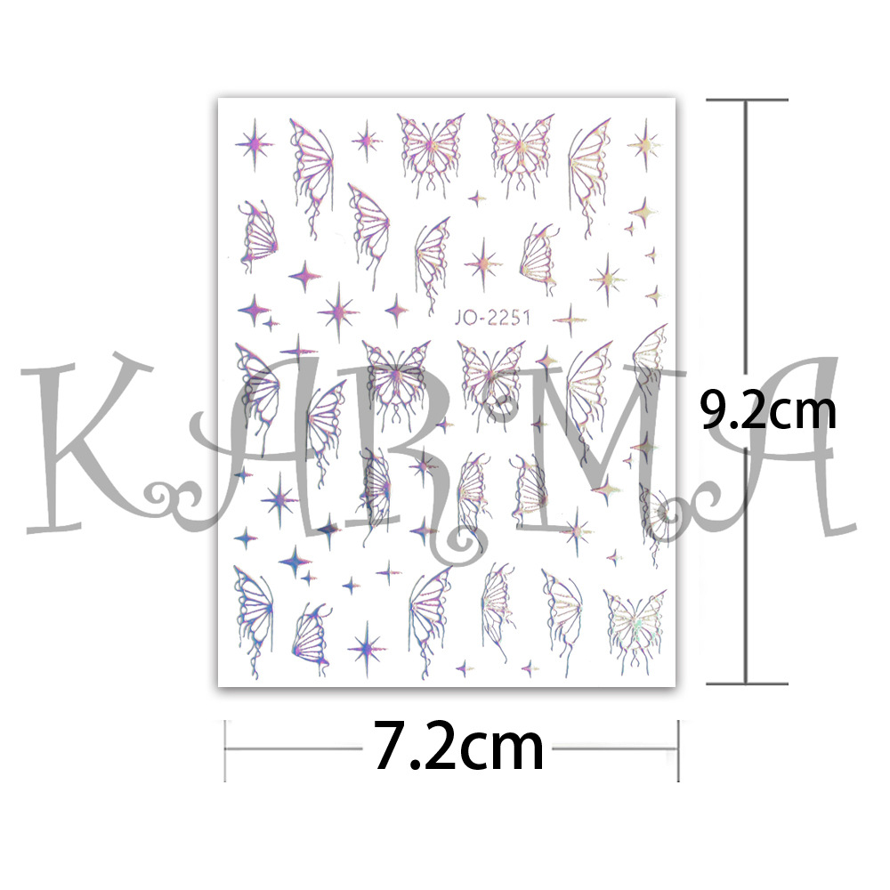 Liquid Butterfly Nail Stickers Mixed Batch Xiaohongshu Same Style Elegant Butterfly Decals Laser Three-Dimensional Back Glue Nail Sticker