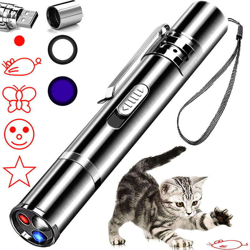 Hot Charging Infrared Funny Cat Pen Laser Light Pattern Walking Cat Cat Teaser Cat Supplies Pet Cat Teaser Toy