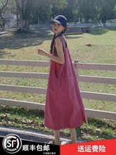 玫粉色背带裙女夏季2024新款小个子显高法式高级感甜美港风连衣裙