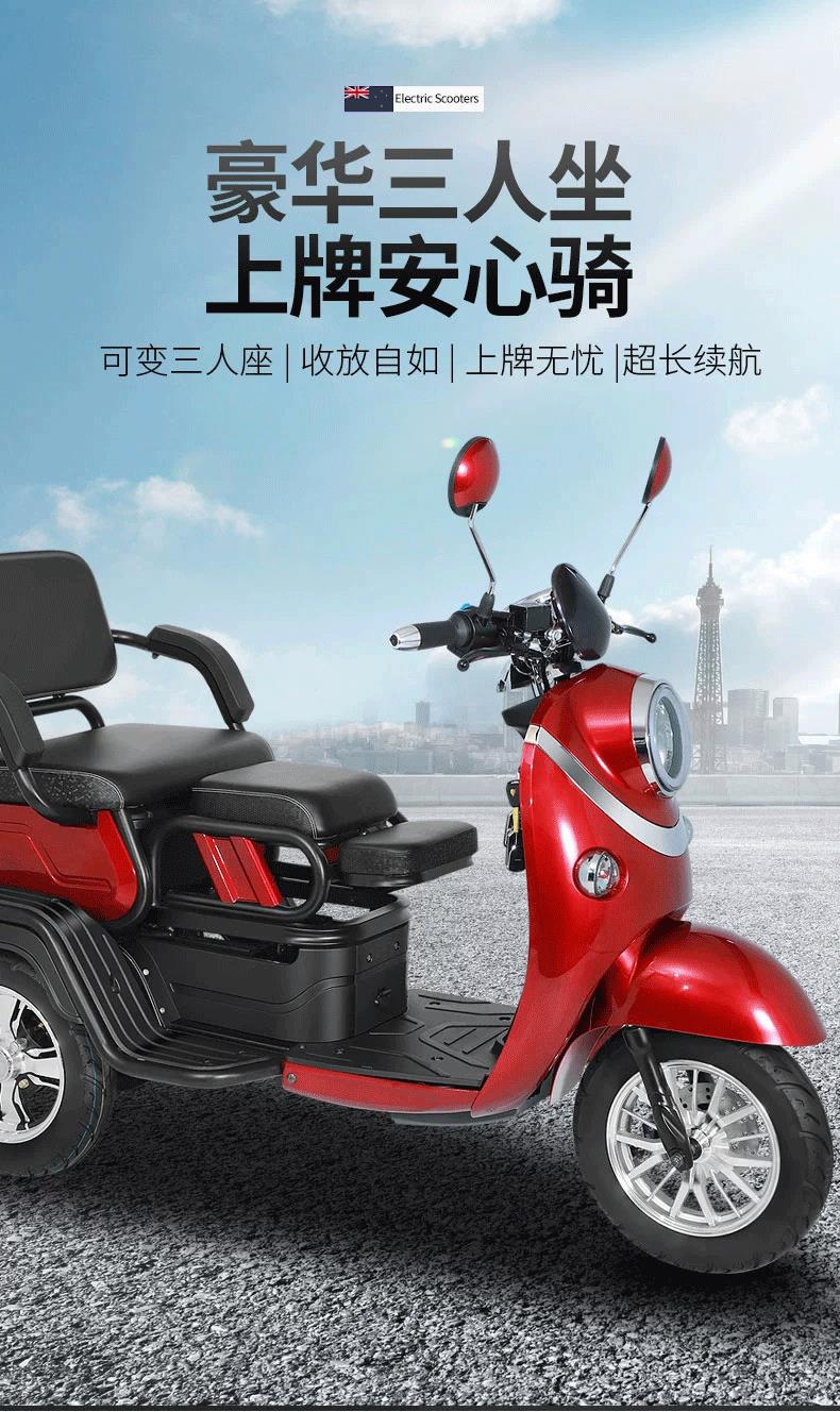 金夕阳电动三轮车老年休闲代步成人家用接送小型智能可上牌电瓶车