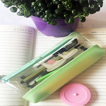 韩国透明笔袋小清新防水铅笔袋可爱大容量 简约学生女生文具袋套