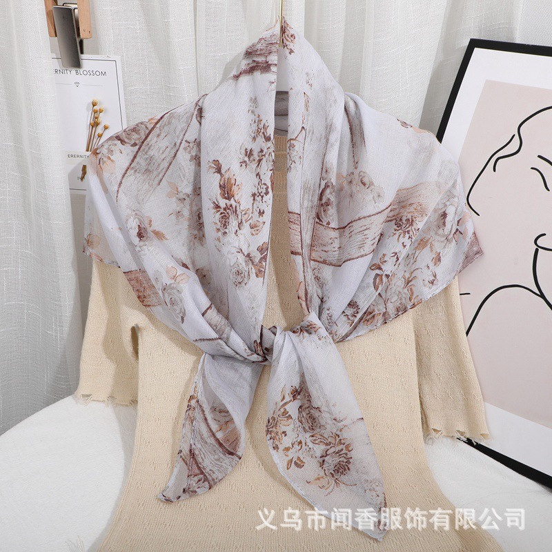 Women's Printed Square Scarf 90 * 90cm Thin Scarf Autumn and Winter Warm Scarf Spring and Summer Sun Protection Dust Proof Headcloth