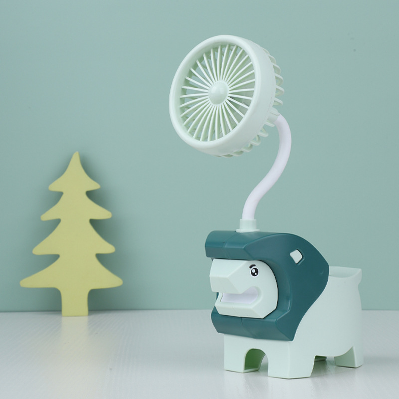 Cute Desktop Small Fan Desktop Mini Cartoon Student Dormitory Rechargeable Office Pen Holder Fan Desktop