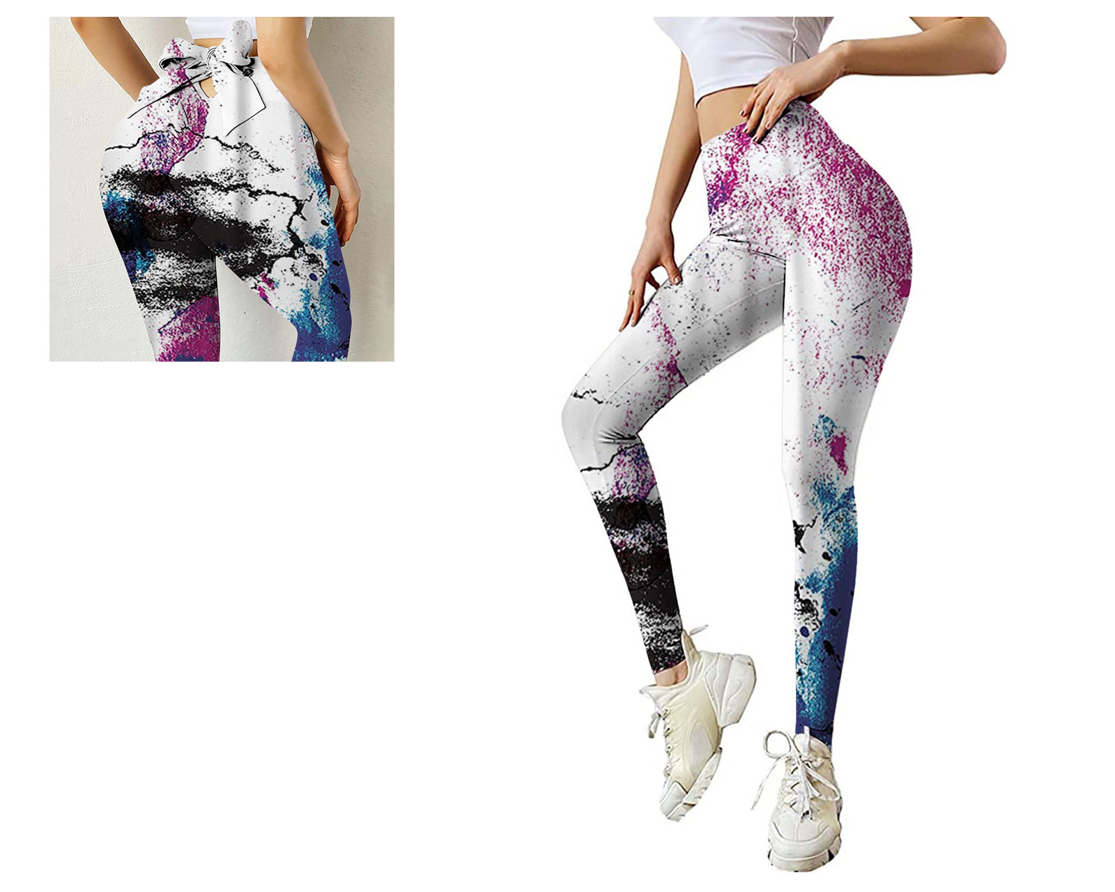 欧美外贸夏季新款女士休闲不定位印花绑带蝴蝶结蜜桃臀瑜伽健美裤