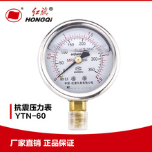 厂家直销 红旗仪表 耐震防震抗震压力表 YTN-60 0-1MPa充油压力表