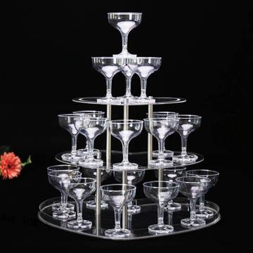 新款三层心形香槟塔婚庆道具led酒塔架子婚礼布置亚克力杯塔