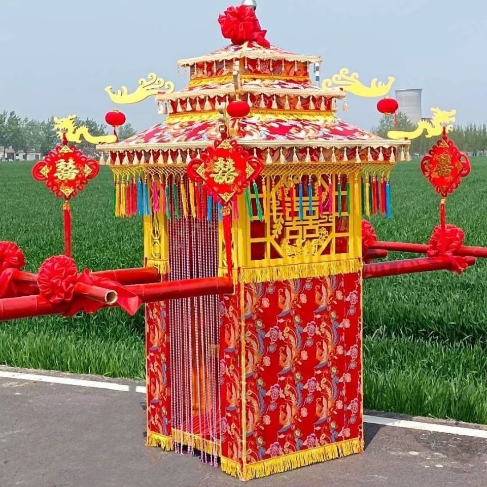 花轿道具花轿国风婚庆轿子老式花轿中式景区结婚娶亲喜道具装饰