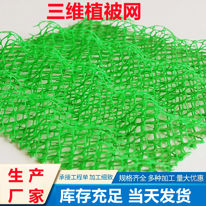 三维植被网厂家定制 三维土工网垫用于河道治理高速护坡