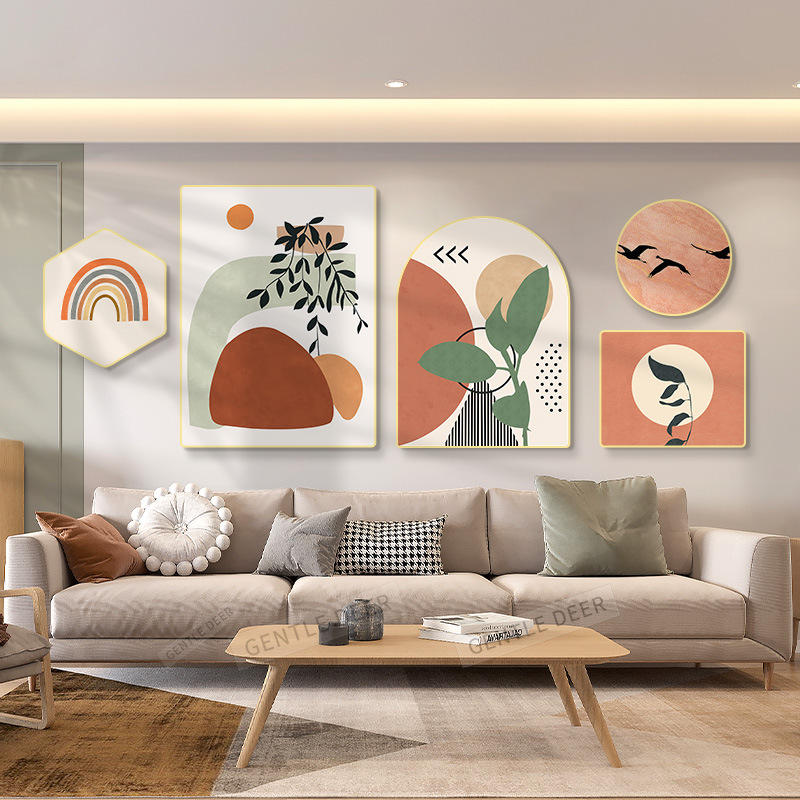 客厅组合挂画莫兰迪小清新高级感餐厅墙面壁画沙发背景墙装饰画