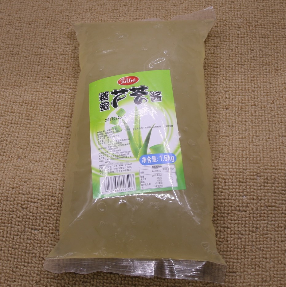 爵世糖蜜芦荟酱1.5kg*12包蜂蜜芦荟粒 刨冰奶茶冲调饮品辅料