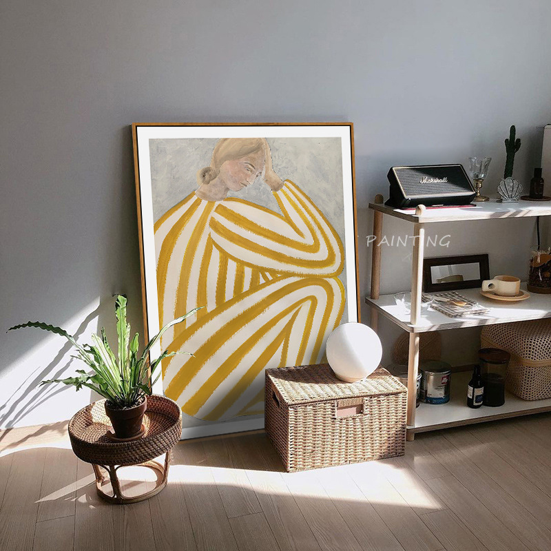 北欧极简装饰画抽象人物小众艺术挂画玄关客厅落地画摆画卧室壁画