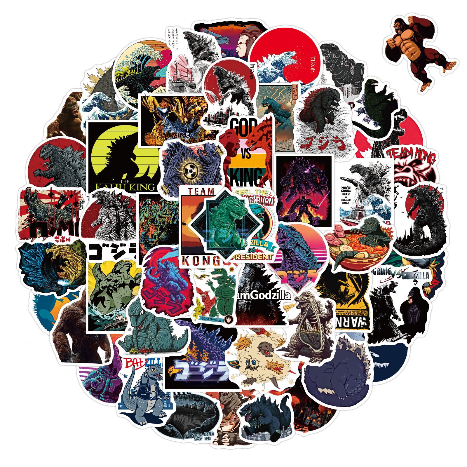 50张怪兽哥斯拉godzilla涂鸦贴纸汽车行李箱笔记本滑板车贴纸批发