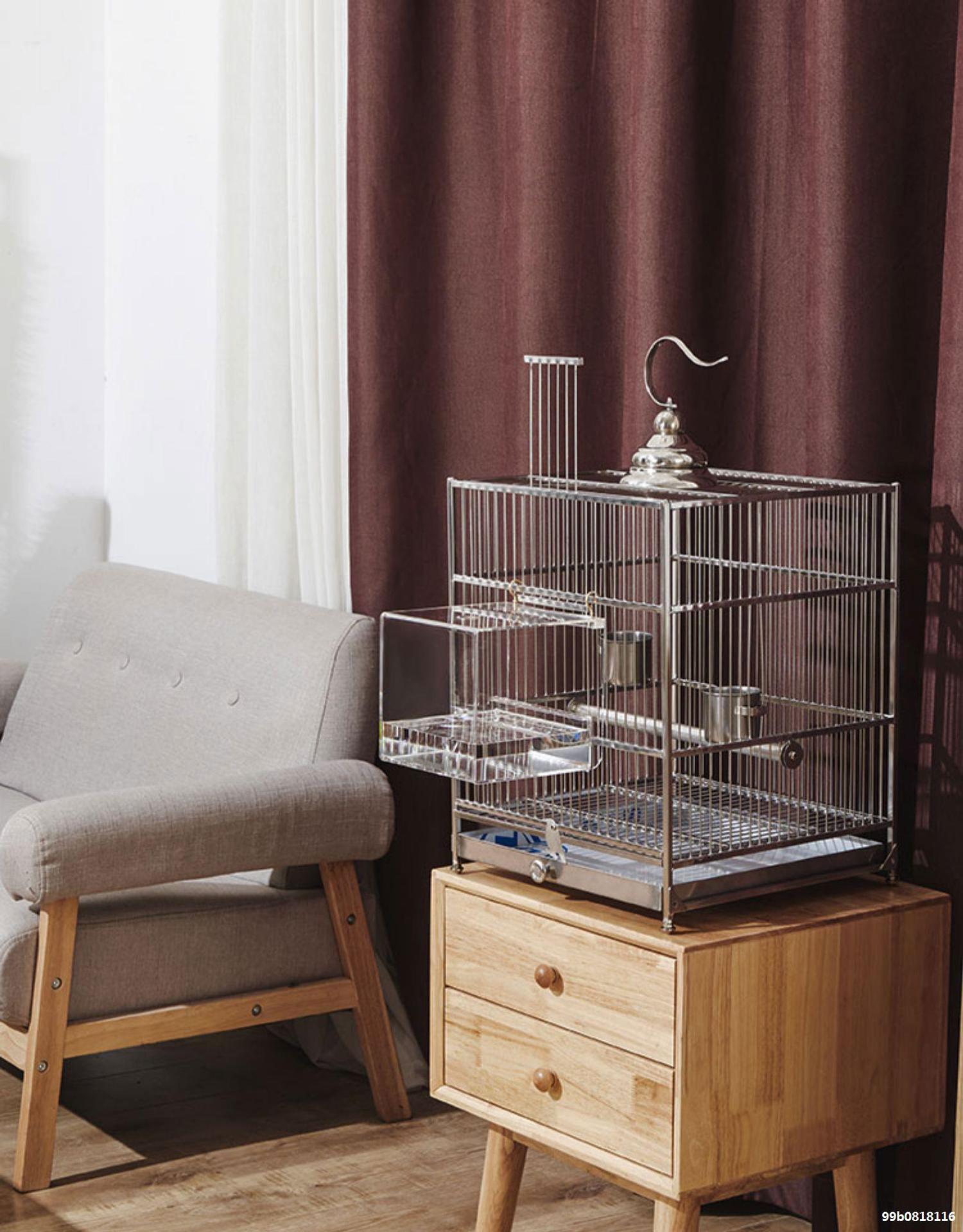 八哥鸟笼笼大号304不锈钢玄凤笼子豪华大型洗澡鹦鹉笼专用