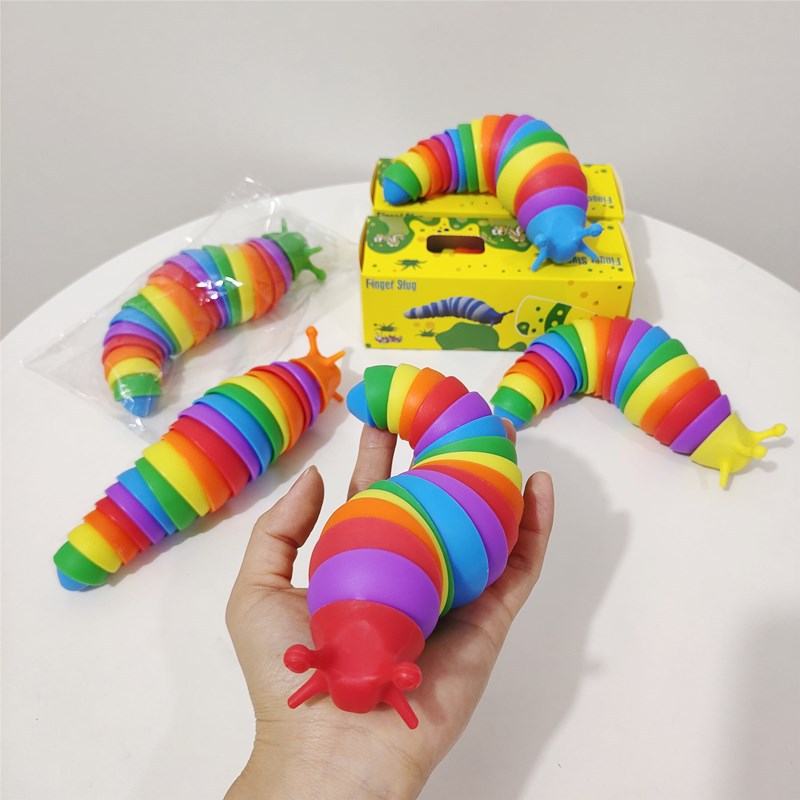 Best-Seller on Douyin Rainbow Eyes Caterpillar Luminous Large Size 18cm Slug Children Fun Decompression Toy