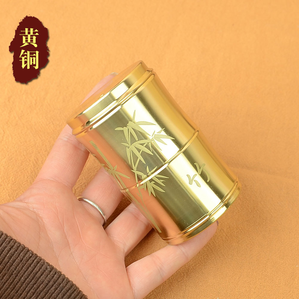 黄铜金属工艺品摆件家用竹节牙签筒密封茶叶罐纯铜义乌小商品