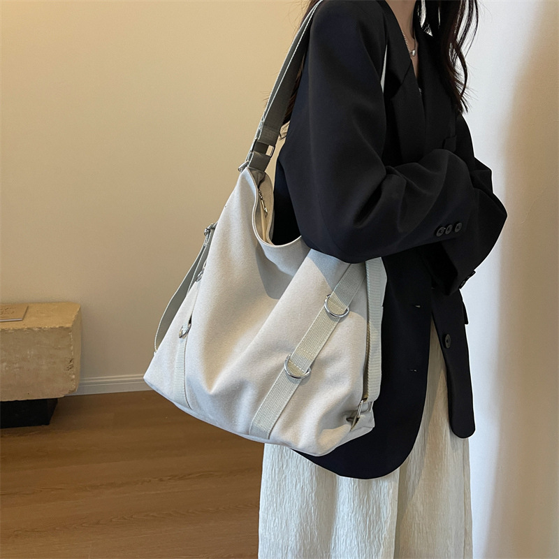 Dual-Use Shoulder Bag Large Capacity Vintage Canvas Bag Female 2023 New College Student Backpack Easy Matching Tote Bag