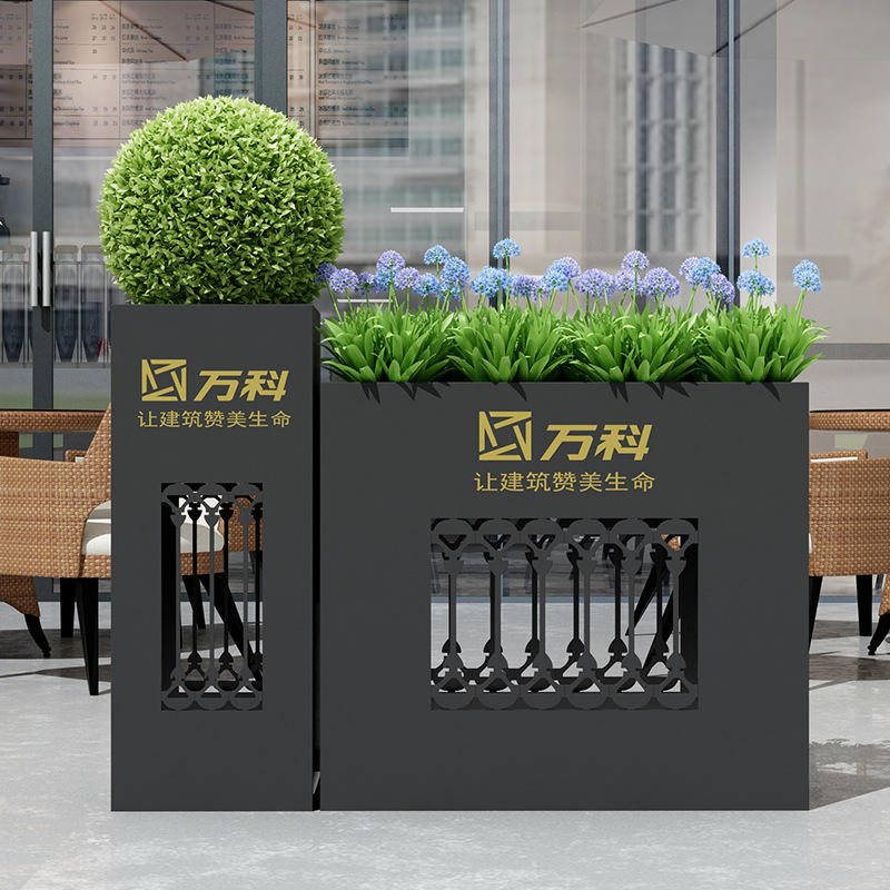 铁艺户外花箱组合定制 阳台广场咖啡厅外摆花架落地室外围栏花槽